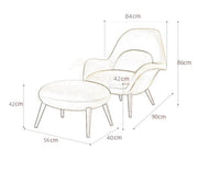 Swoon Velvet Lounge Armchair And Stool With Wood Leg