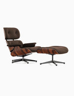 Classic Designer EM Lounge Chair And Ottoman, Walnut/ White Leather| DC Concept