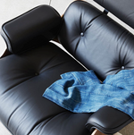 Classic Designer EM Lounge Chair And Ottoman, Walnut/ White Leather| DC Concept