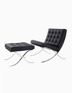 Classic Modern Barcelona Chair And Footstool, Black Leather, Clearance| DC Concept