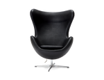 Arne Jacobsen Style Egg Chair And Ottoman In Black Premium Leather| DC Concept