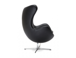 Arne Jacobsen Style Egg Chair And Ottoman In Black Premium Leather| DC Concept