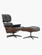 Classic Designer EM Lounge Chair And Ottoman, Walnut/ White Leather| DC Concept