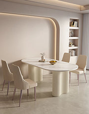 Eira White Dining Table, Oval