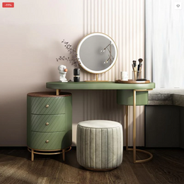 Tandy Dressing Table, Green/ White/ Black And Gold