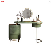 Tandy Dressing Table, Green/ White/ Black And Gold