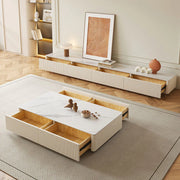 Abigail Stylish TV Stand, Sintered Stone, Cream