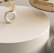 Riviera Round Nesting Coffee Table Set With Seat Pad, White｜ DC Concept