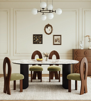 oval marble dining table