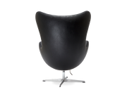 Arne Jacobsen Style Egg Chair And Ottoman In Black Premium Leather｜ DC Concept