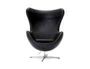 Arne Jacobsen Style Egg Chair And Ottoman In Black Premium Leather｜ DC Concept